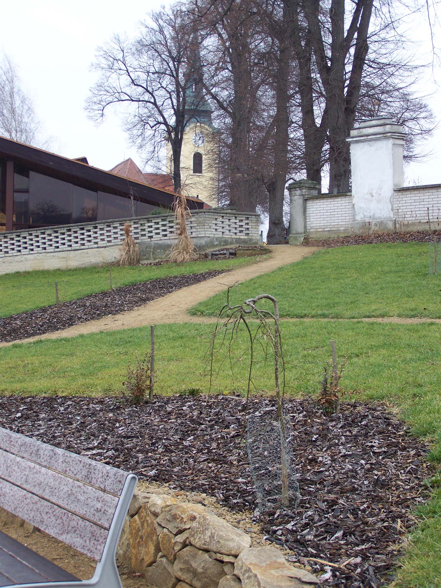 Výsadba zeleně pod hřbitovem a před pálenicí