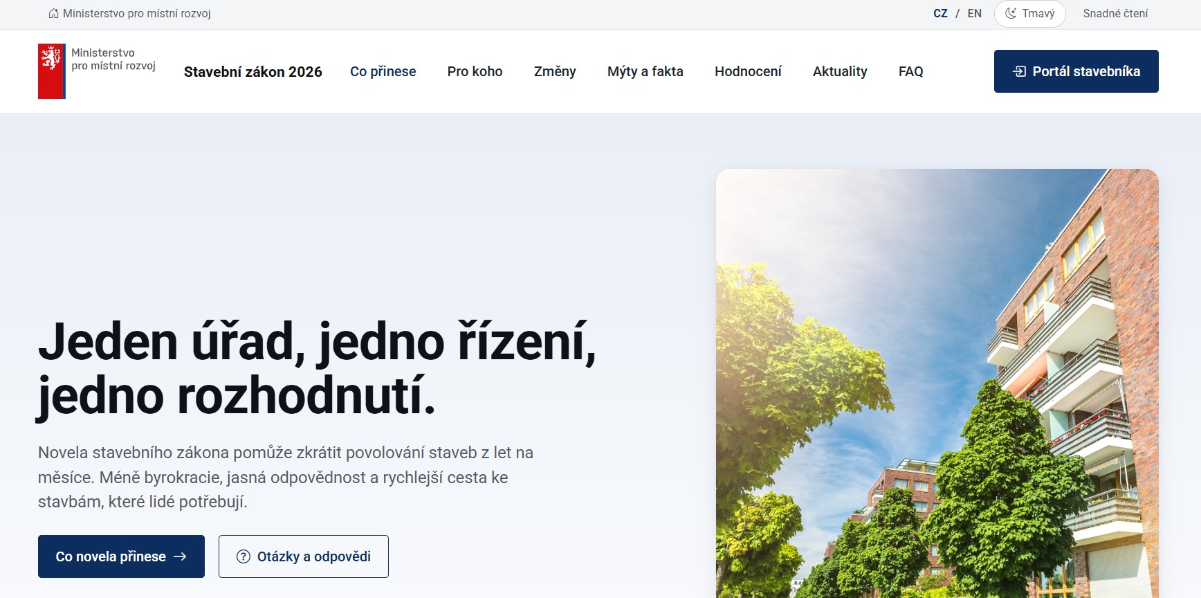 Nový informační rozcestník ke stavebnímu zákonu